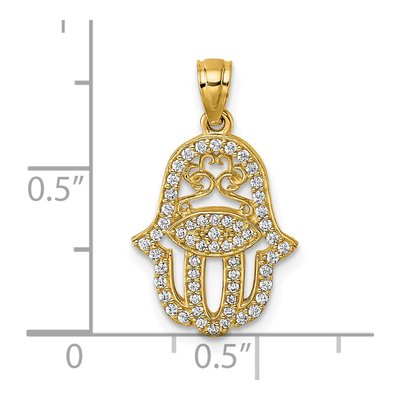 14K Yellow Gold CZ Hamsa Pendant – view 5