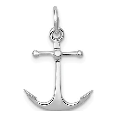 14K White Gold 3-D Anchor Pendant