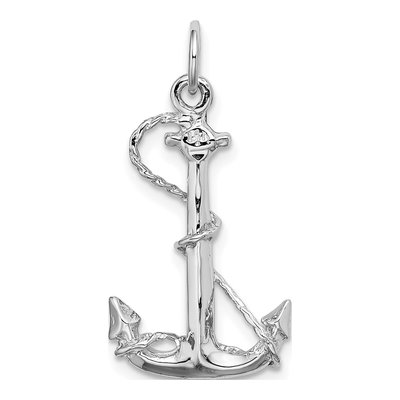 14K White Gold Anchor Rope Pendant – view 4