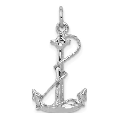 14K White Gold Anchor Rope Pendant
