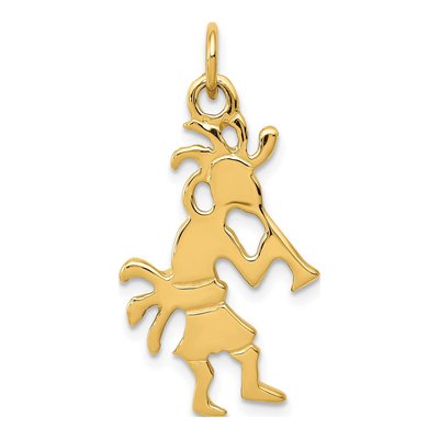 14K Yellow Gold 3-Dimensional Kokopelli Charm