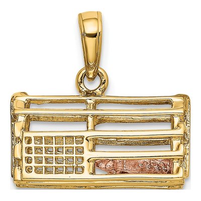 14K Two-Tone Gold 3-D Trap Charm – view 4