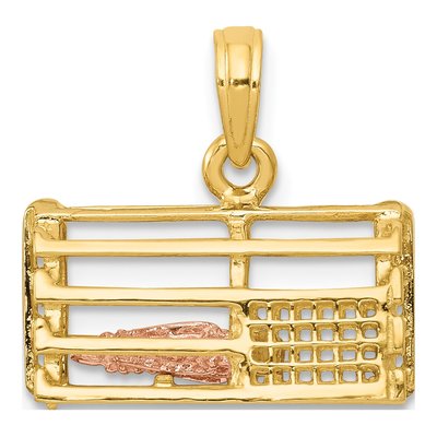 14K Two-Tone Gold 3-D Trap Charm