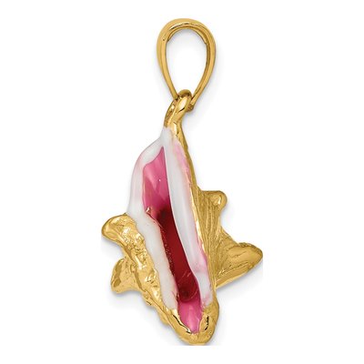 14K Yellow Gold 3-D Enameled Conch Shell Pendant – view 3