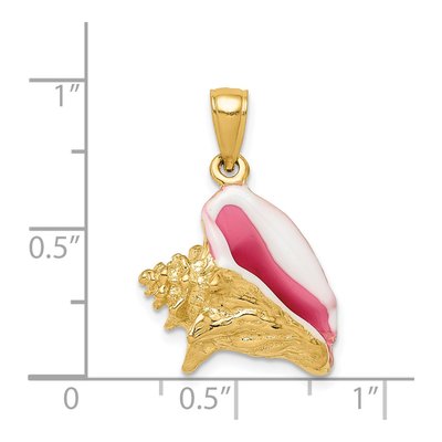 14K Yellow Gold 3-D Enameled Conch Shell Pendant – view 5