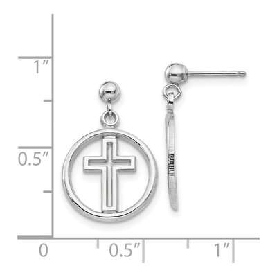 14K White Gold Eternal Life Cross Dangle Earrings – view 6
