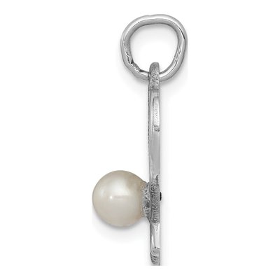 14K White Gold Cultured Pearl Tennis Racquets Pendant – view 3