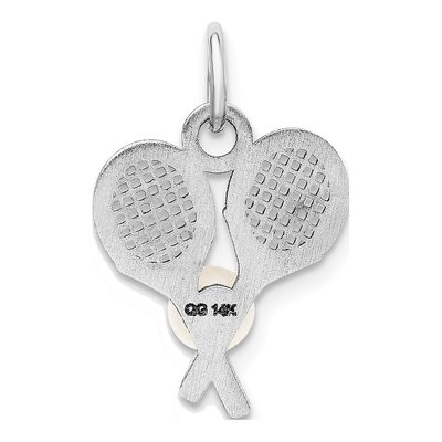 14K White Gold Cultured Pearl Tennis Racquets Pendant – view 4