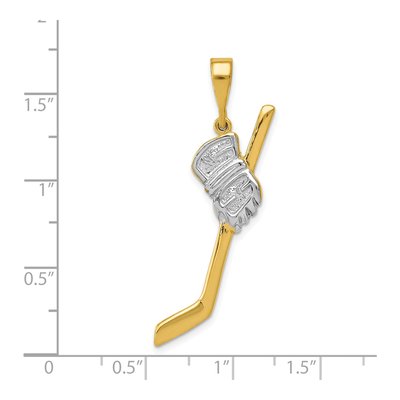 14K Yellow Gold Hockey Stick Pendant – view 5