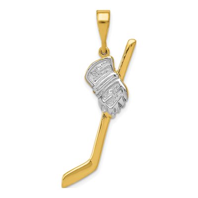 14K Yellow Gold Hockey Stick Pendant
