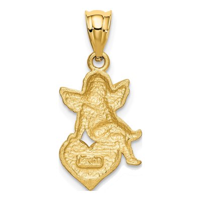 14K Yellow Gold Red Enamel Angel on Heart Pendant – view 4