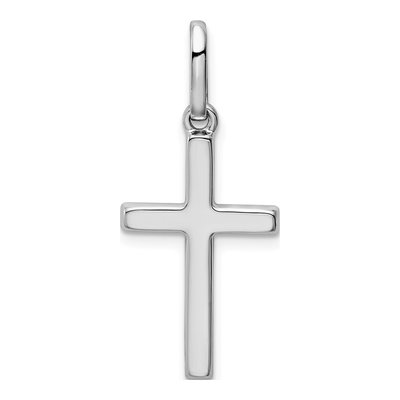 14K White Gold Hollow Cross Pendant