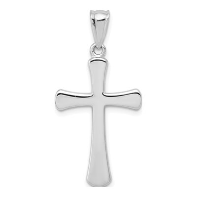 14K White Gold Hollow Cross Pendant