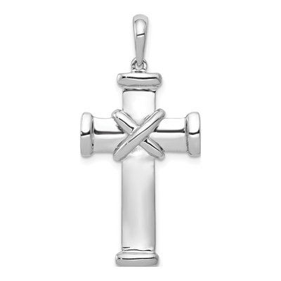 14K White Gold Latin Cross Pendant