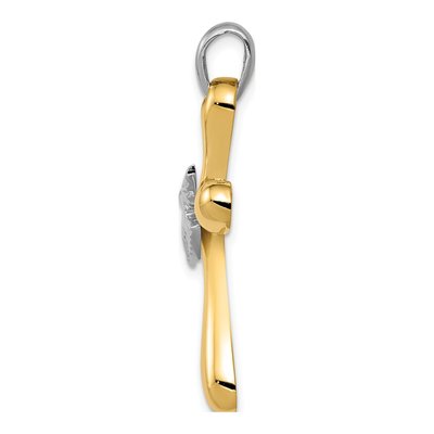 14K Two-Tone Gold Dove Cross Pendant – view 3