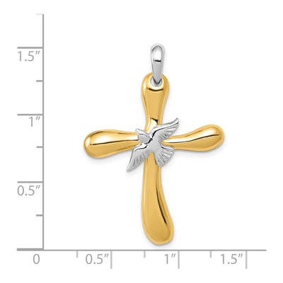 14K Two-Tone Gold Dove Cross Pendant – view 4