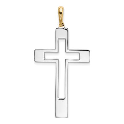 14K Two-Tone Gold Fancy Cross Pendant – view 4