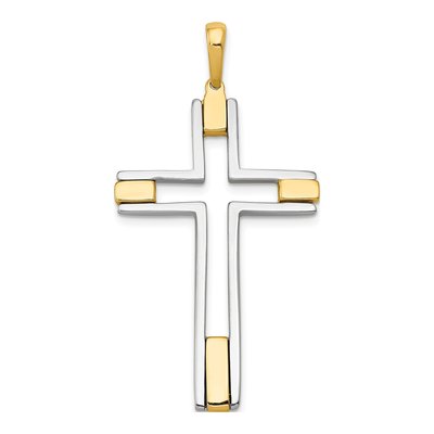14K Two-Tone Gold Fancy Cross Pendant
