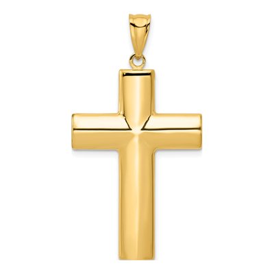 14K Yellow Gold Hollow Cross Pendant