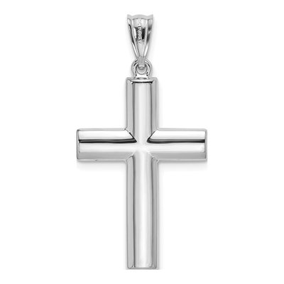 14K White Gold Hollow Cross Pendant – view 5