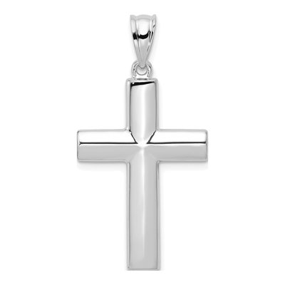 14K White Gold Hollow Cross Pendant