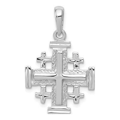14K White Gold Jerusalem Cross Pendant