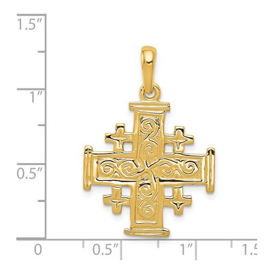 14K Yellow Gold Jerusalem Cross Pendant – view 5