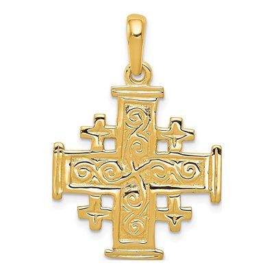 14K Yellow Gold Jerusalem Cross Pendant