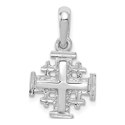 14K White Gold Jerusalem Cross Pendant