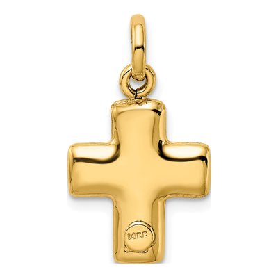 14K Yellow Gold Puffed Cross Pendant – view 4