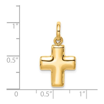 14K Yellow Gold Puffed Cross Pendant – view 5