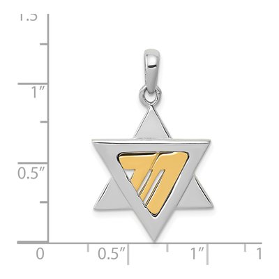 14K Two-Tone Gold Star of David Pendant – view 4