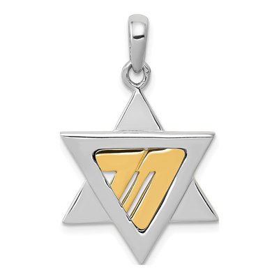 14K Two-Tone Gold Star of David Pendant