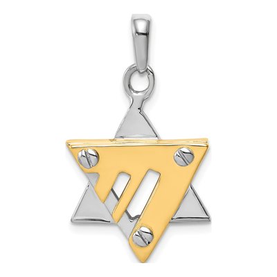 14K Two-Tone Gold Star of David Pendant