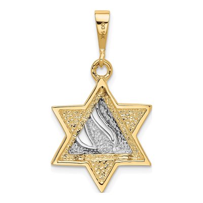 14K Two-Tone Gold Star of David Pendant – view 4