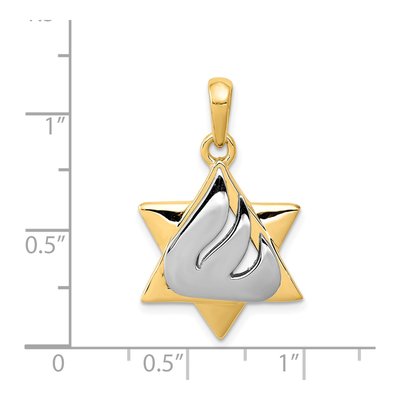 14K Two-Tone Gold Star of David Pendant – view 5