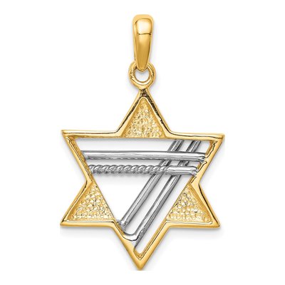 14K Two-Tone Gold Star of David Pendant – view 5