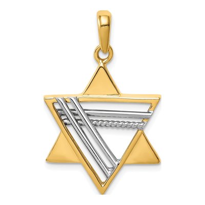14K Two-Tone Gold Star of David Pendant