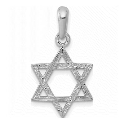 14K White Gold Star of David Pendant