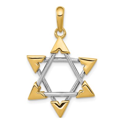 14K Two-Tone Gold Star of David Pendant