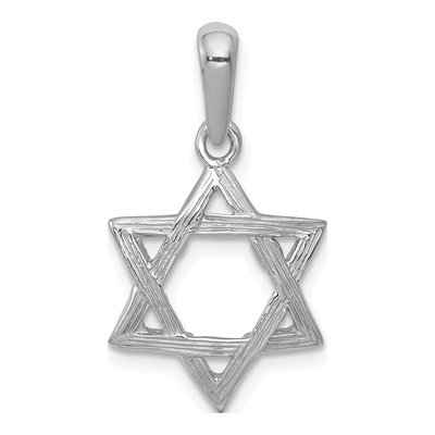 14K White Gold Star of David Pendant