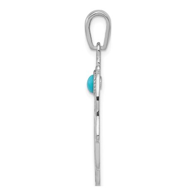 14K White Gold Turquoise Filigree Chamseh Pendant – view 3