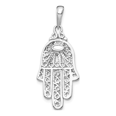 14K White Gold Turquoise Filigree Chamseh Pendant – view 4