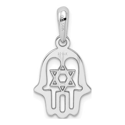 14K White Gold Star of David Chamseh Pendant – view 4
