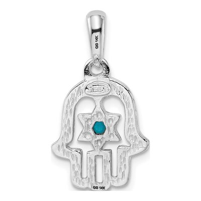 14K White Gold Turquoise Chamseh Pendant – view 4