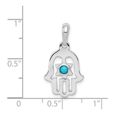 14K White Gold Turquoise Chamseh Pendant – view 5