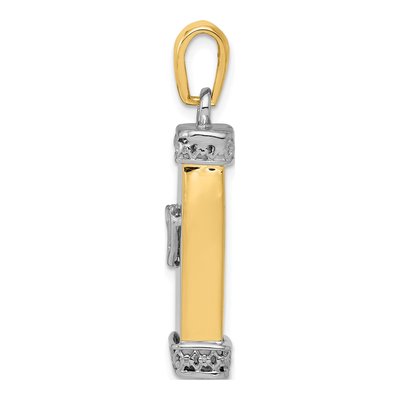 14K Two-Tone Gold 3-D Mezuzah Pendant – view 3