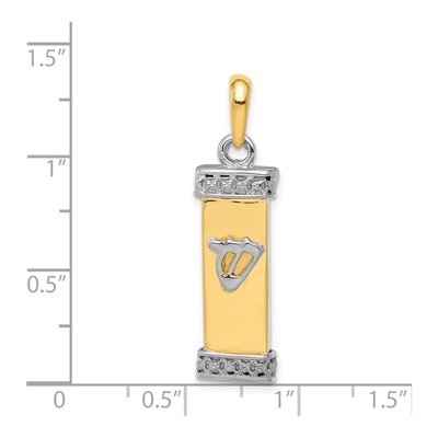 14K Two-Tone Gold 3-D Mezuzah Pendant – view 5