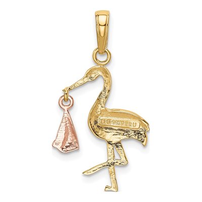 14K Two-Tone Gold Stork Pendant – view 4