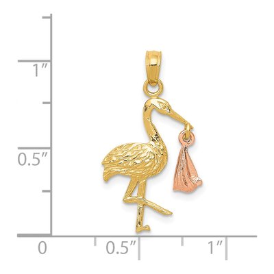 14K Two-Tone Gold Stork Pendant – view 5